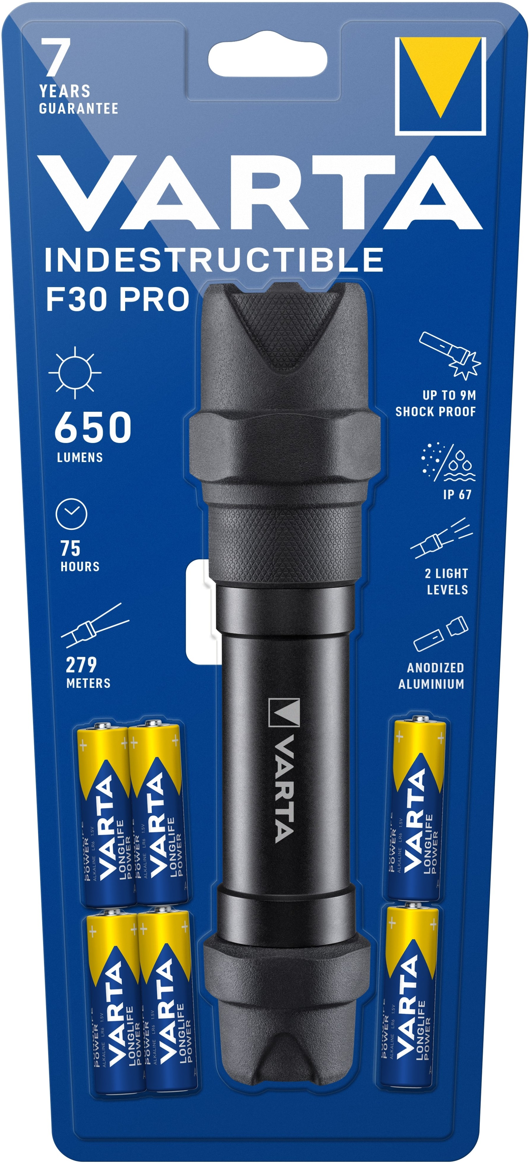 VARTA Indestructible F30 Pro LED Torch 650 Lumens